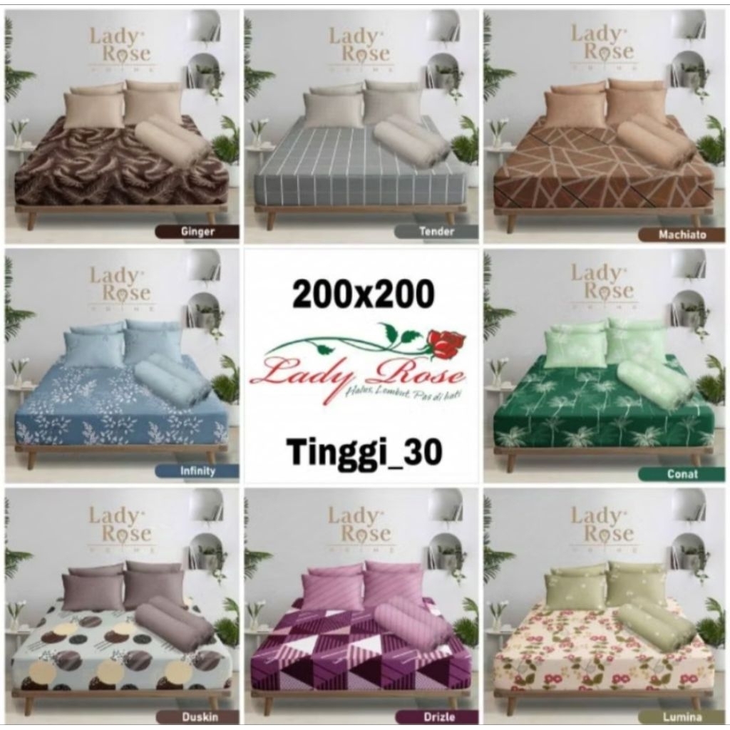 Lady rose - Sprei lady rose prime extra king 200x200 / sprei jumbo lady rose 200x200 tinggi 30cm