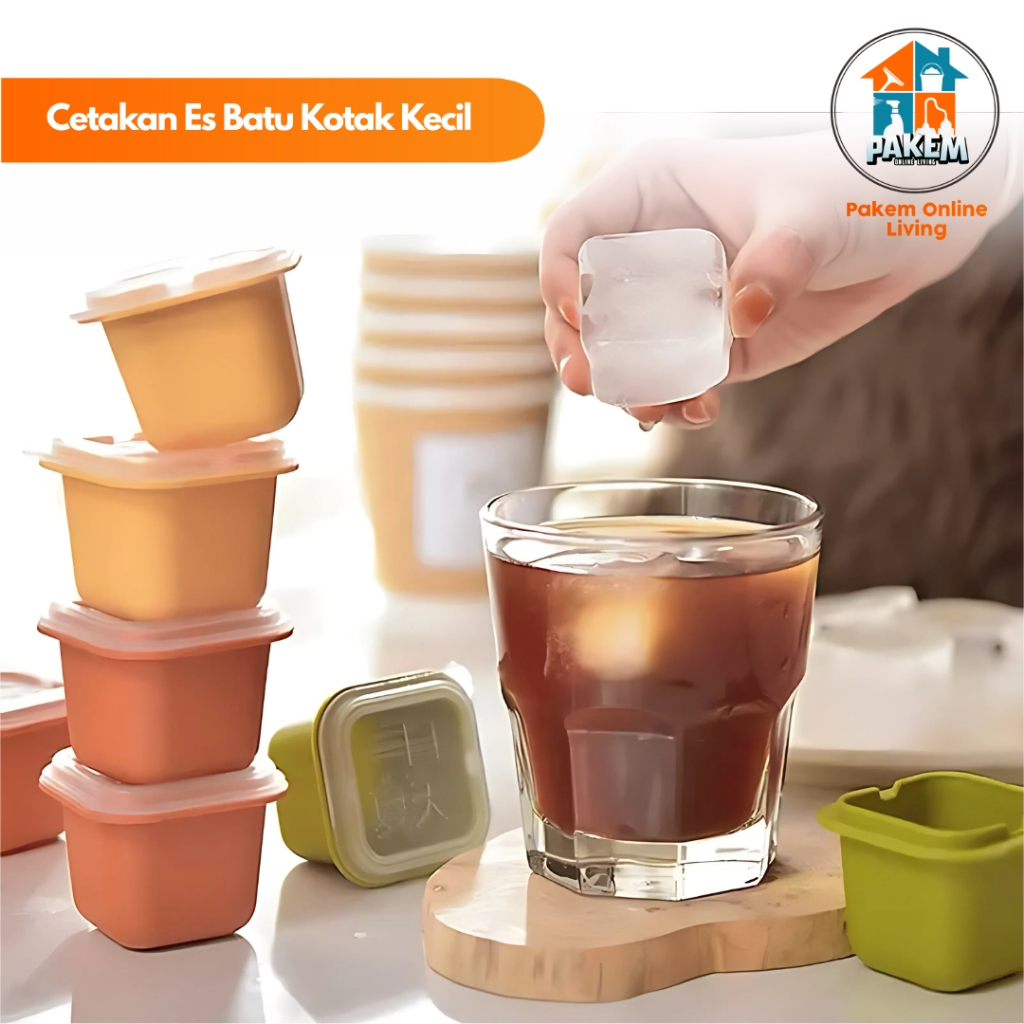 Cetakan Es Batu Bentuk Kotak Kecil Dengan Tutup / Alat Pencetak Puding Agar-Agar Jelly Cokelat Yogur