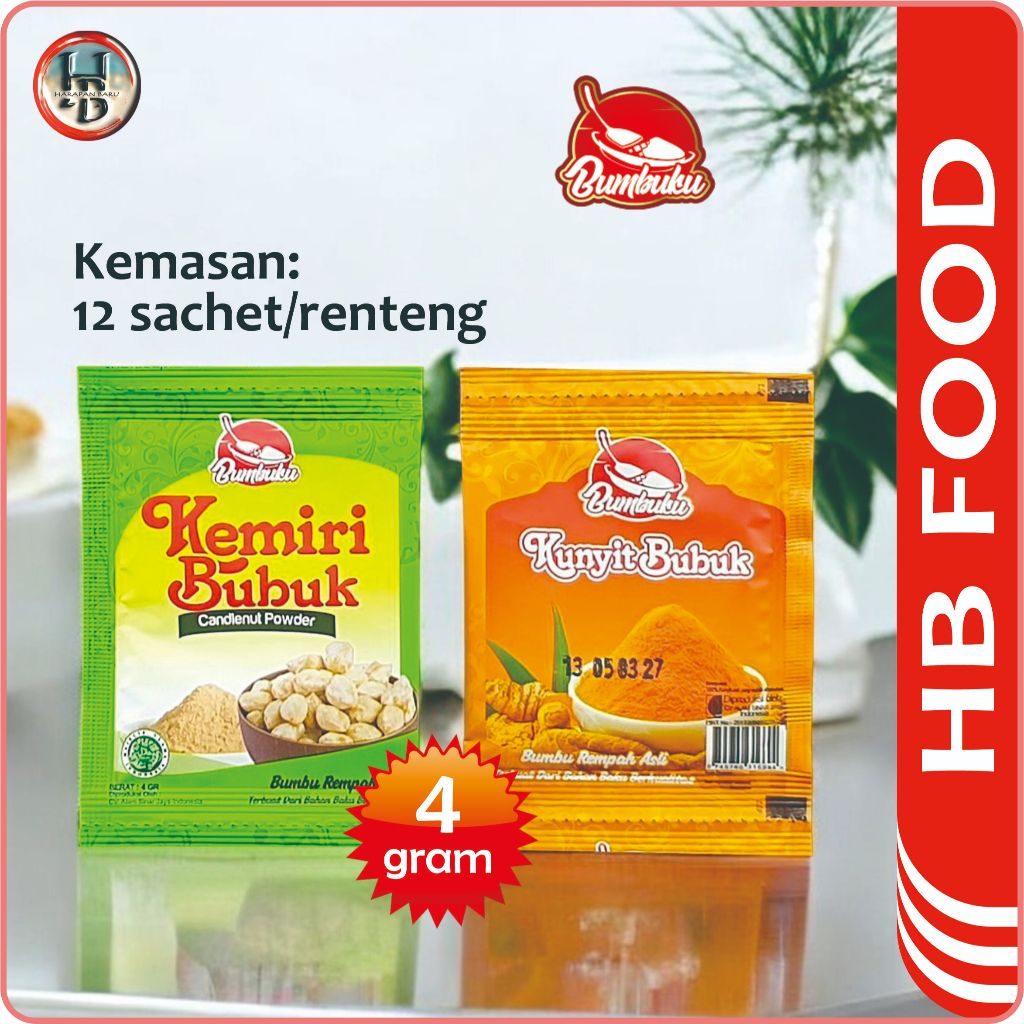 

Bumbuku - Kemiri Bubuk - Kunyit Bubuk - Bumbu Dapur - Kemasan Isi 12 Sachet @ 4gram