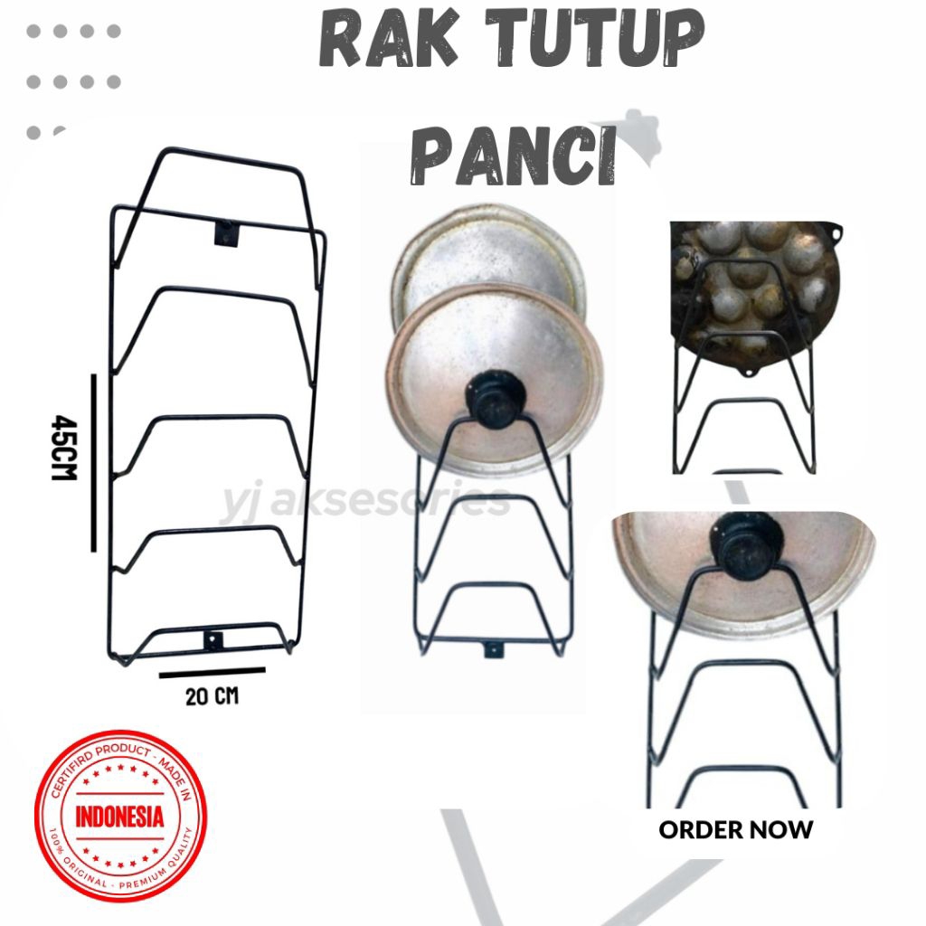 rak tempat tutup panci dapur tempel dinding rak tutup panci besi 6mm besar