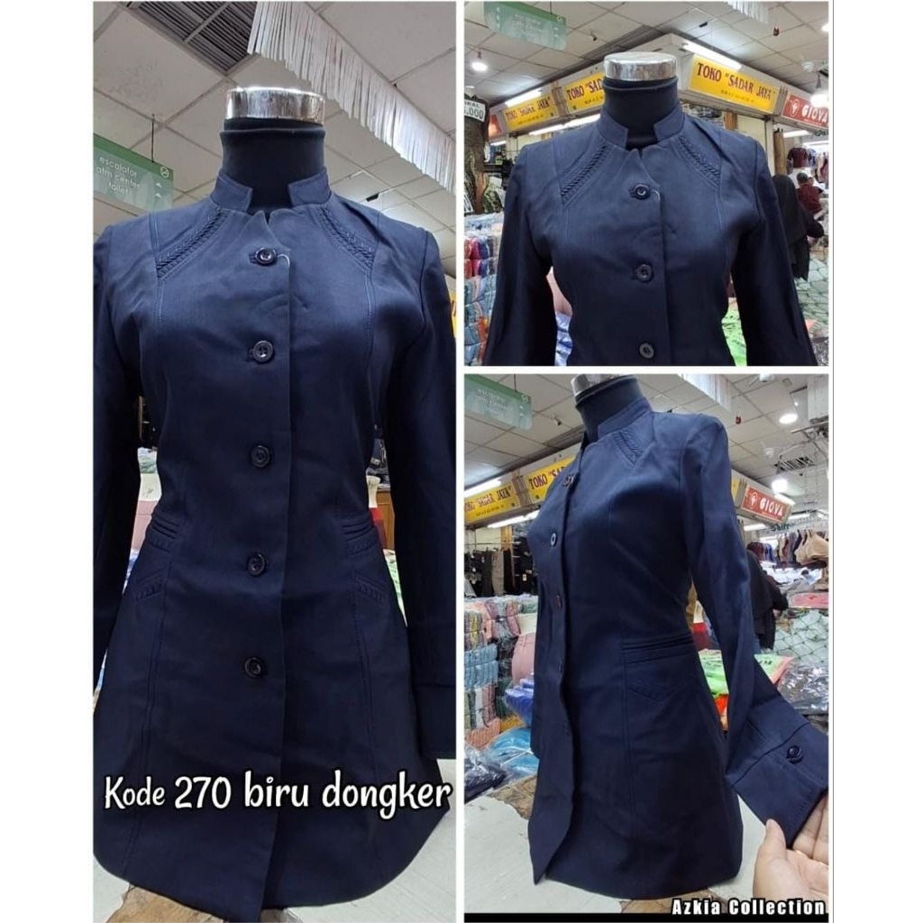Baju Seragam Guru Wanita Dongker Setelan Blazer Abu Tua Set Rok dan Celana