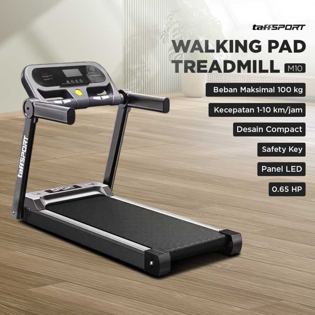 Alat Fitness Gym Walking Pad Treadmill Dilengkapi dengan Panel LED, Safety Key, dan Bisa Dilipat Hem