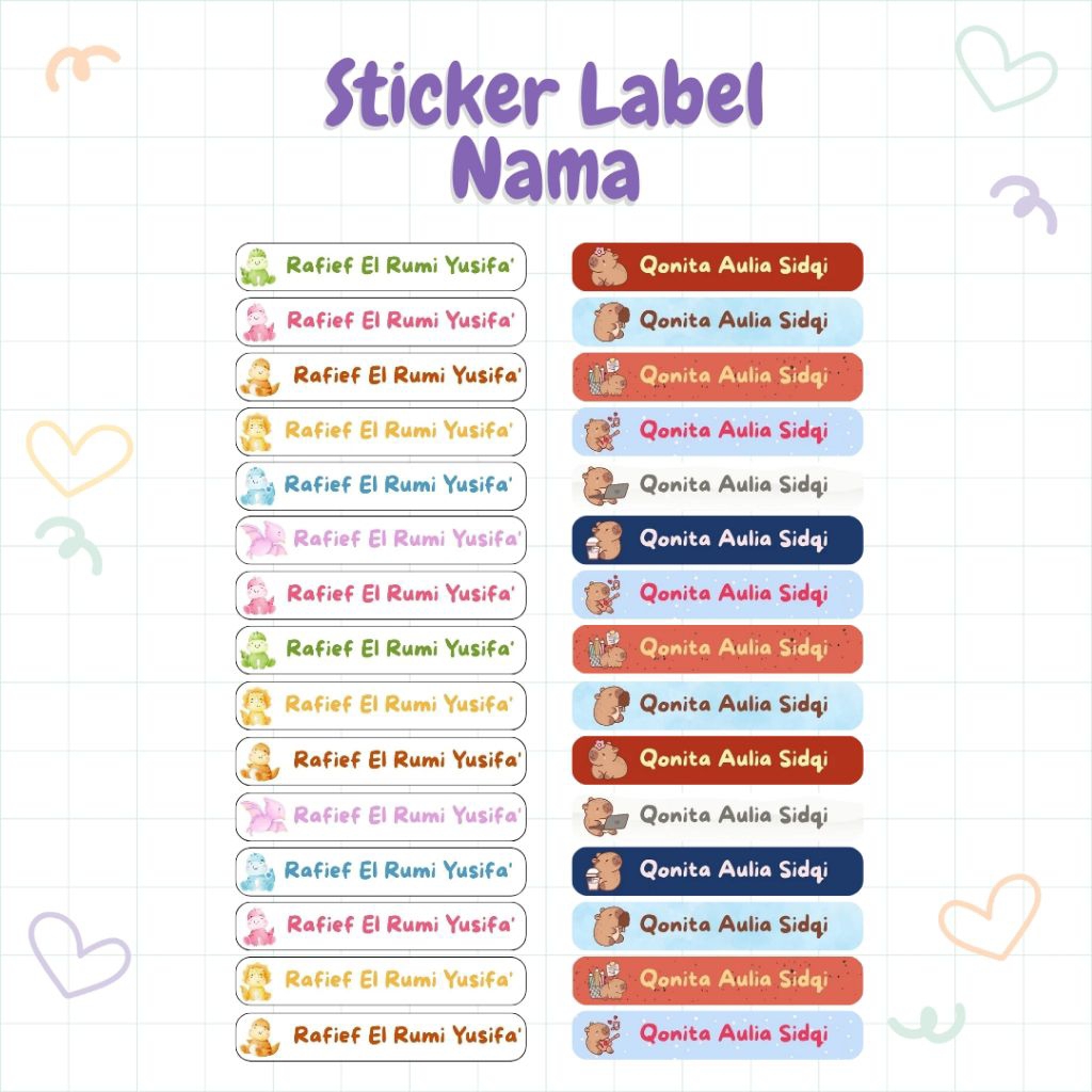 

diracustom sticker nama alat tulis anak waterproof anti air isi 30 pcs