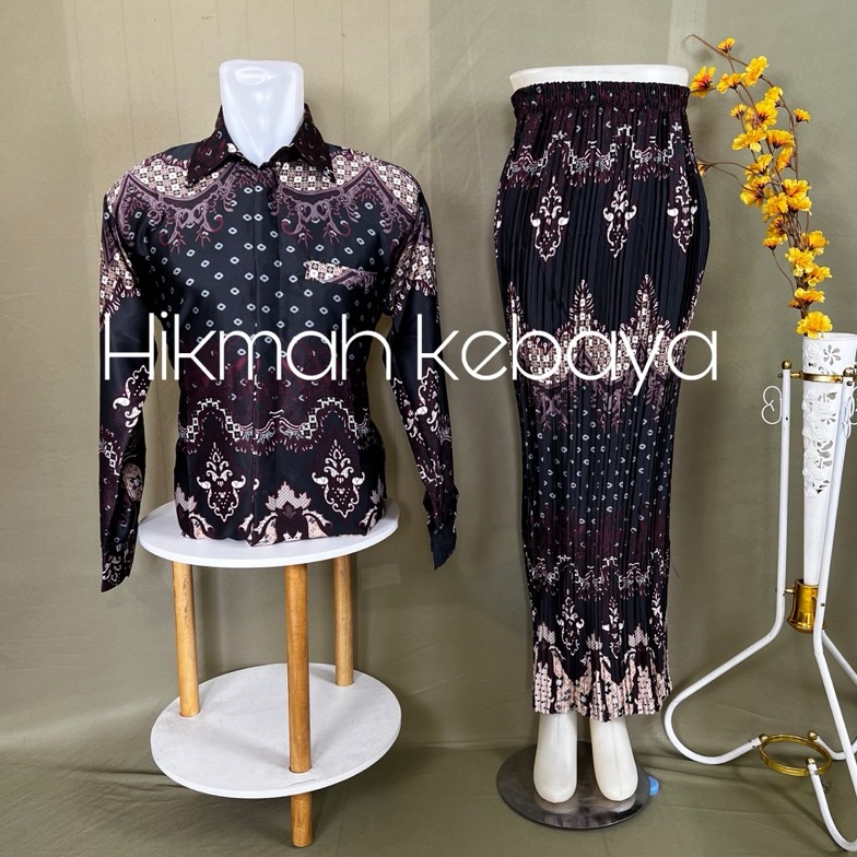 KODE K35F HIKMAHKEBAYA  BATIK COUPLEKEMEJA BATIK COUPLEBATIK COUPLE LENGAN PANJANGROK PLISKET COUPLE