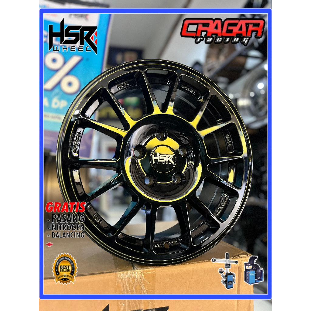 Velg Racing HSR Original Ring 16 Hole 5x114 Full Black Buat Innova ertiga Rush - HSR FE02 R16