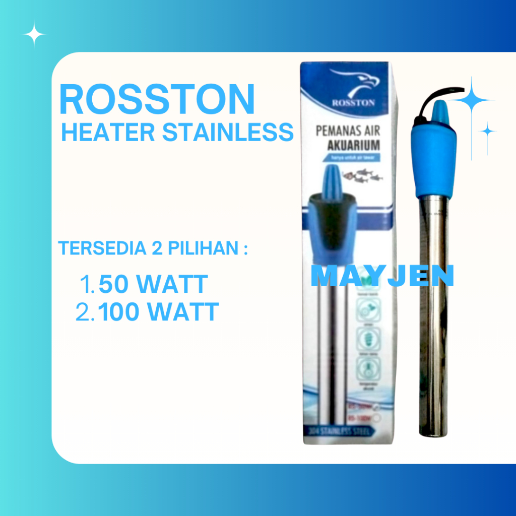 ROSSTON HEATER STAINLESS AQUARIUM  / KOLAM IKAN