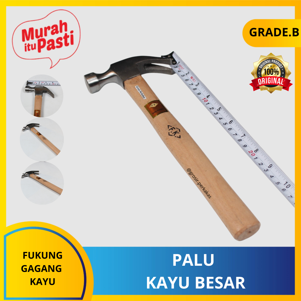 PALU KAYU BESAR 16oz - palu kambing - konde  gagang kayu. [B][#PALU]