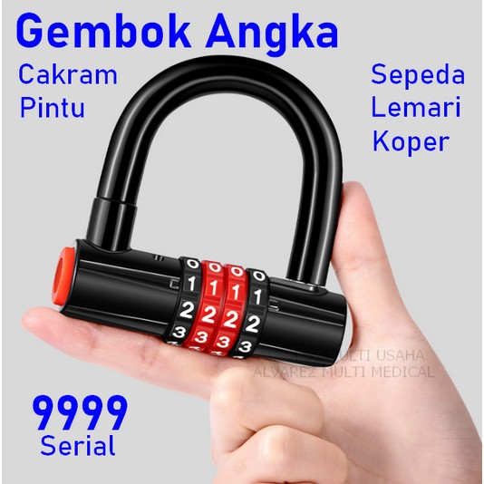U Shaped PadLock / Gembok Angka / Gembok Digital / Gembok Cakram, Pagar, Pintu / Kunci Angka / Gembo