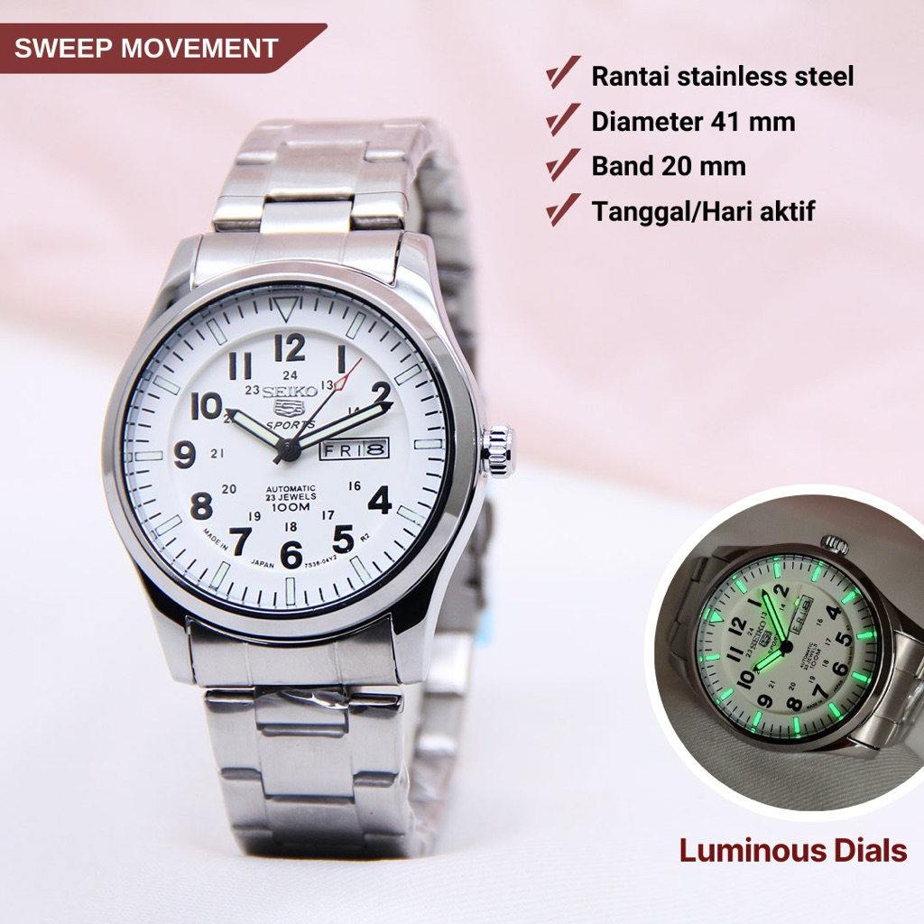 JAM TANGAN BISNIS PRIA SEIKO-5 23JEWELS DAYDATE AKTIF STRAP ALL STEINLESS
