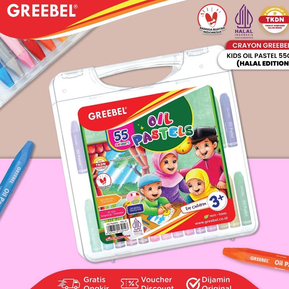 

KODE R16N GREEBEL Crayon Krayon 55 Warna Crayon Kids Oil Pastel 55 Halal Edition Crayon GREEBEL