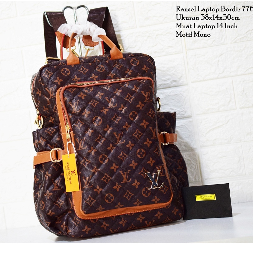 KODE R38Z Tas Lv Ransel Laptop Bordir Fashion 776 Multifungsi Import Batam Bisa Selempang Dan Ransel