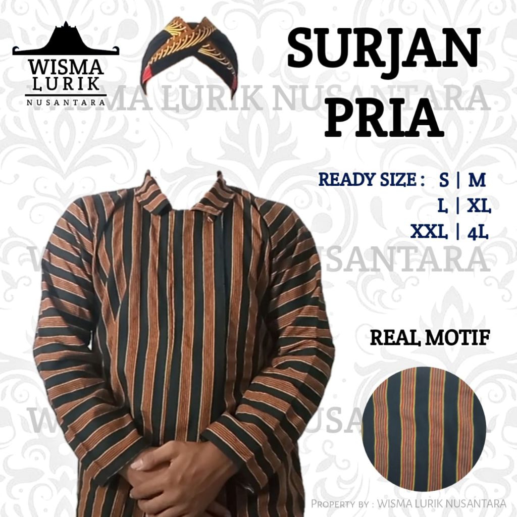 BAJU SURJAN PRIA DEWASA BAJU ADAT JAWA LURIK DEWASA PRIA BAJU LURIK ADAT JAWA DEWASA  BAJU ADAT JAWA