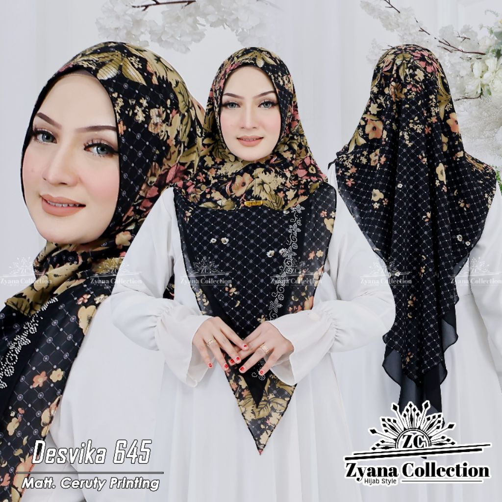 Khimar Black Desvika 645 3 Layer ORIGINAL Desvika