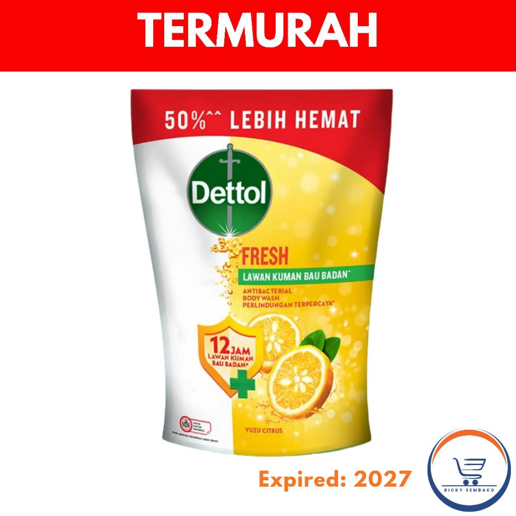 Dettol Sabun Mandi Cair Fresh Antibakteri 800 mL Refill Pouch - Body Wash Antibacterial