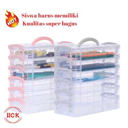 

6pcs Kotak Pensil Kapasitas Besar, Kotak Penyimpanan Perlengkapan Kantor, Kotak Penyimpanan Pensil Lukis Kuas, Wadah Pena Cat Air, Alat Gambar (6 Paket Bening)