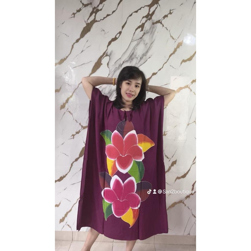 Daster Bali Bunga Lukis Jumbo LD 140 Khas Bali Rayon Kaftan