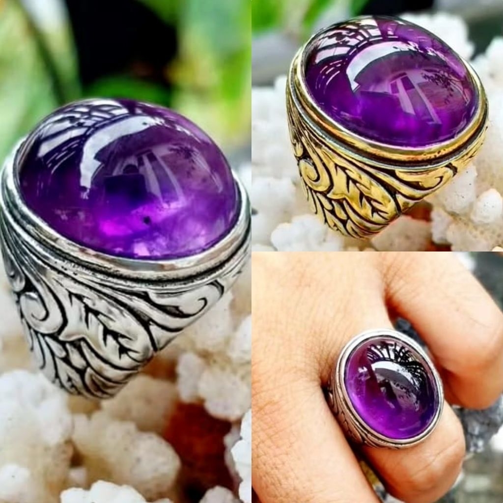 CINCIN PERMATA AMETHYST CRYSTAL BRAZIL NATURAL SUPER | ORIGINAL | PLUS MEMO CARD