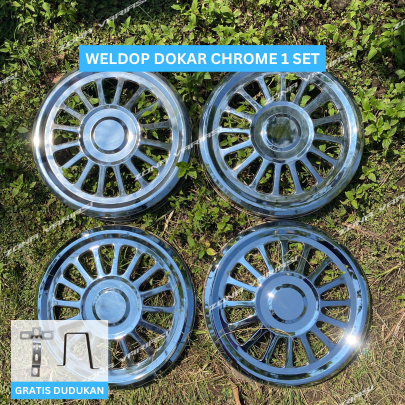 Weldop Dokar Chrome Ring 15 dan Ring 16 Depan Belakang Bonus Dudukan Truk Canter Ban Double Engkel d