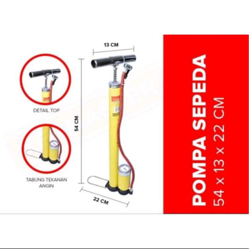 POMPA SEPEDA MOTOR TABUNG + METER / KENMASTER POMPA ANGIN