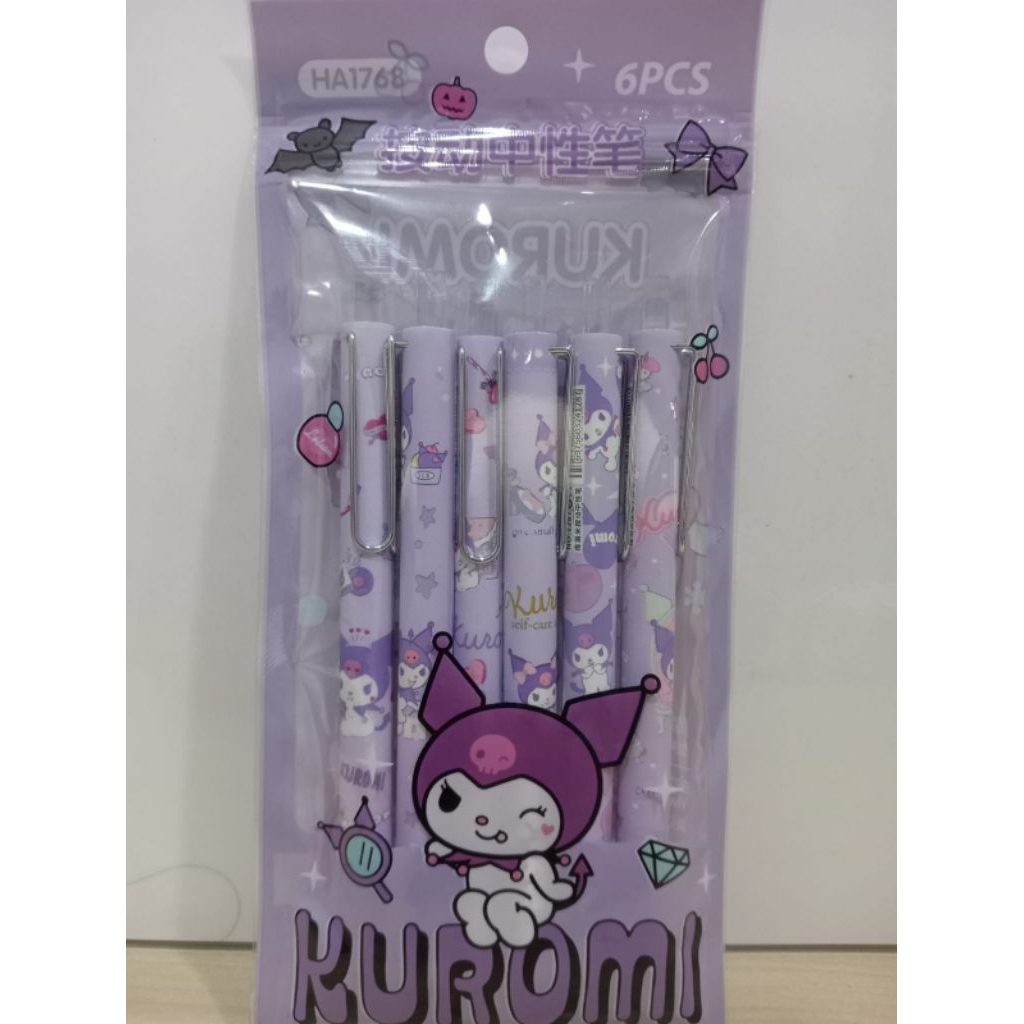 

HA1768 Sanrio Kuromi Ballpoint Cetek Set 5 Pcs Tinta Hitam 0.5 Mm