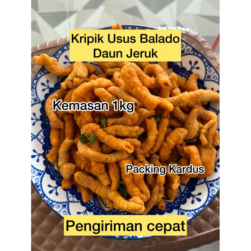 

KRIPIK USUS BALADO DAUN JERUK 1KG free KARDUS