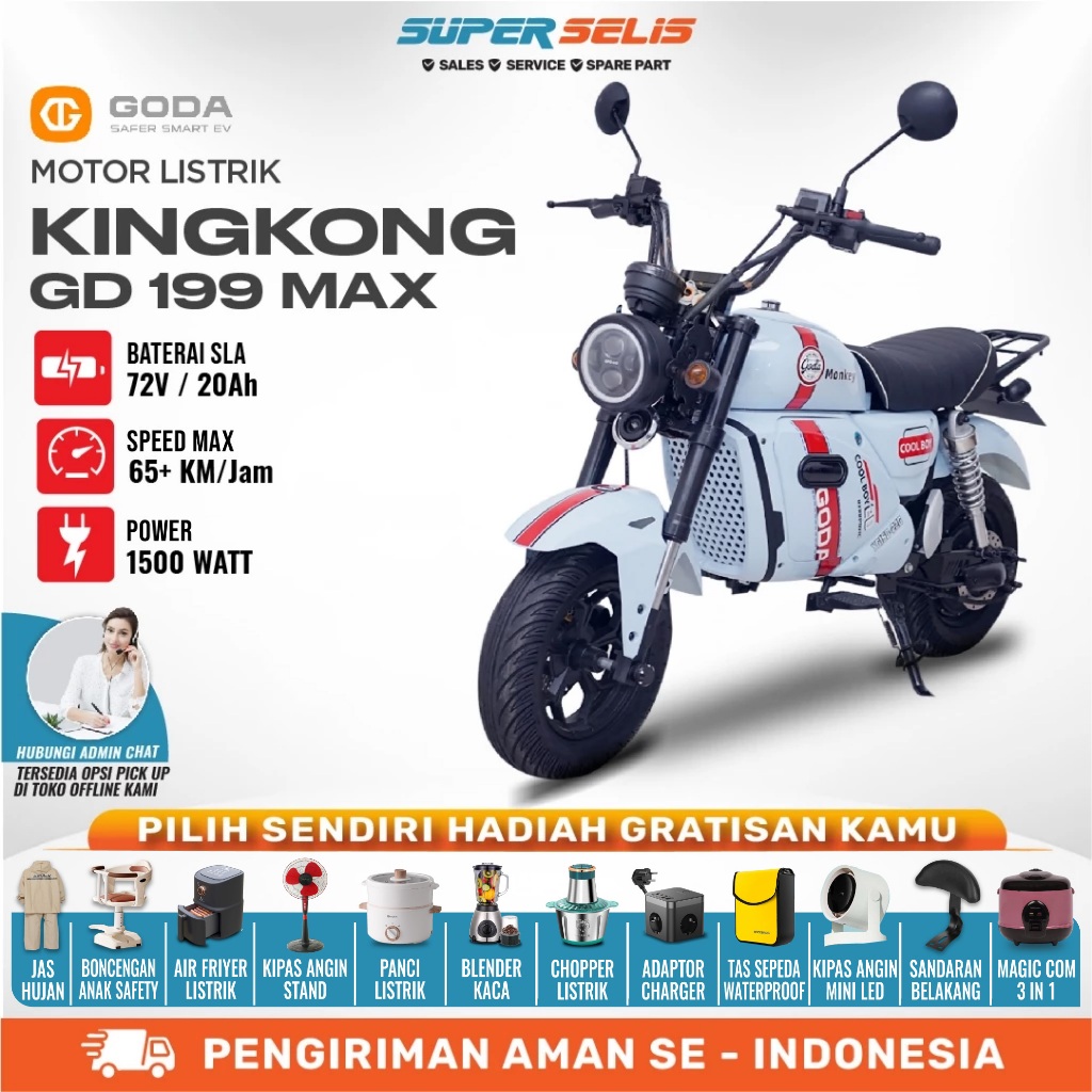 Sepeda Motor Listrik GODA 199 MAX Mecha KingKong 72V/20AH Garansi Resmi