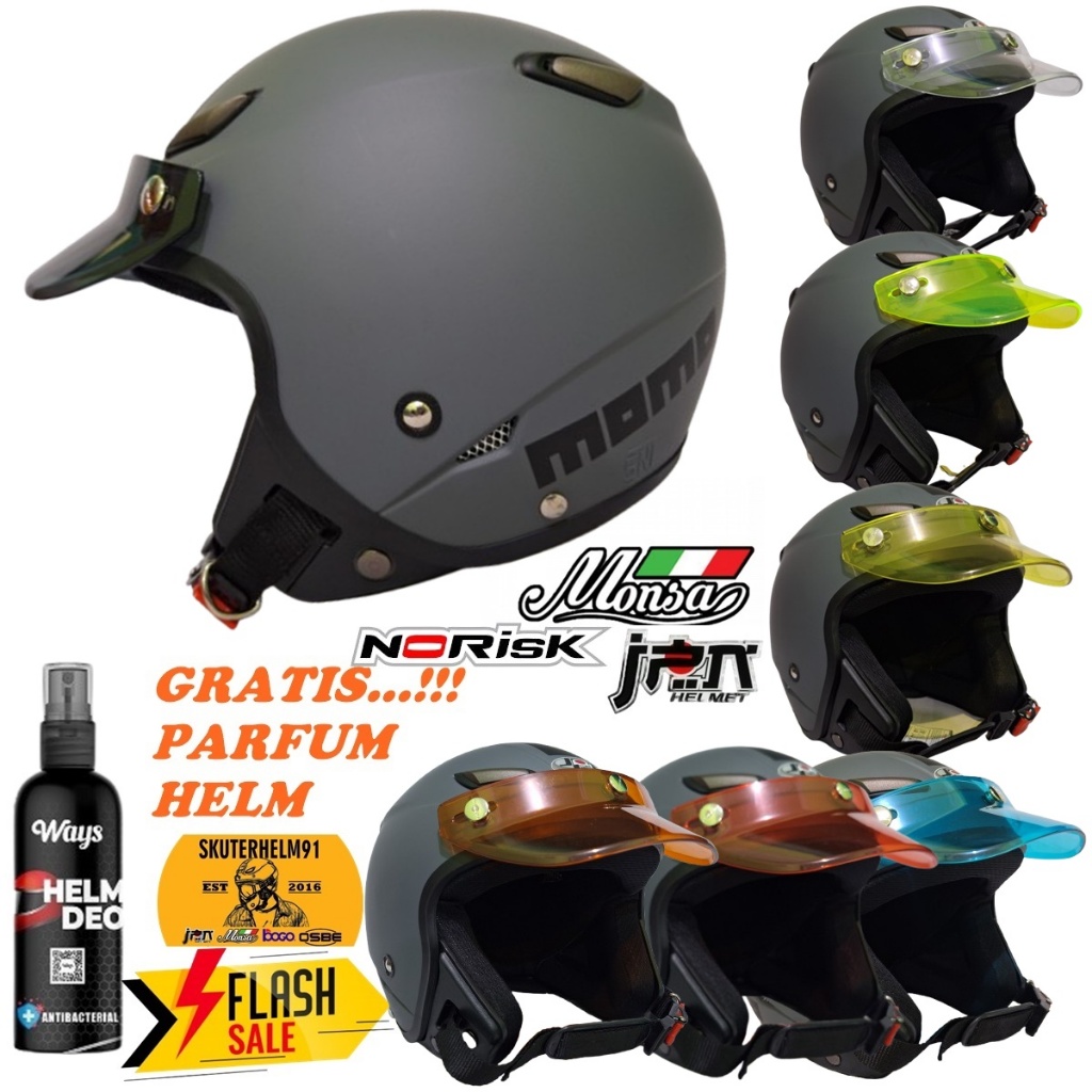 Helm Bogo Dewasa Retro Pilot Klasik JPN MOMO Kawai atau Monsa Vintage Topi Pet Pendek Norisk Origina