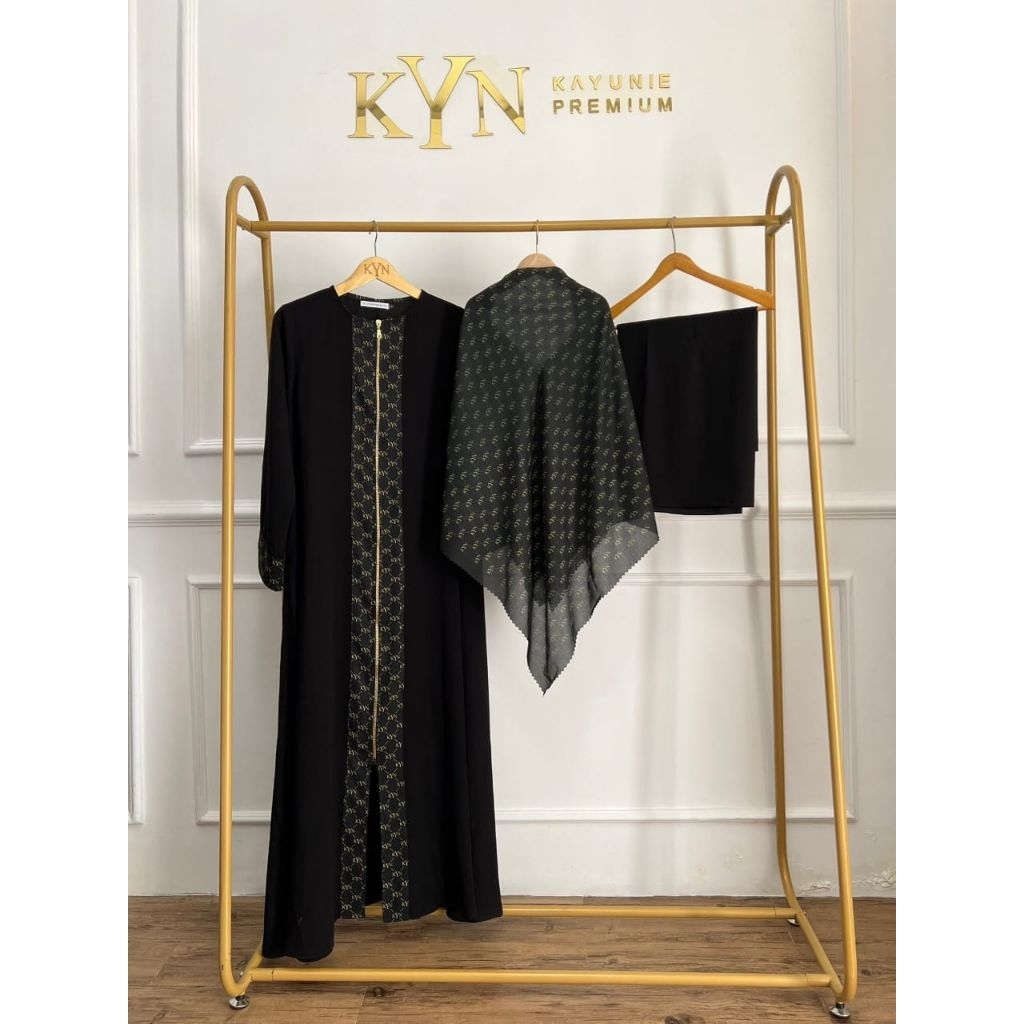 PREMIUM SET ABAYA/ GAMIS MECCA BLACK KYN Premium