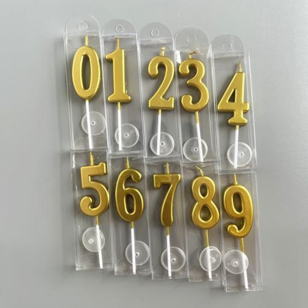 Lilin ultah angka warna gold candle birthday cake