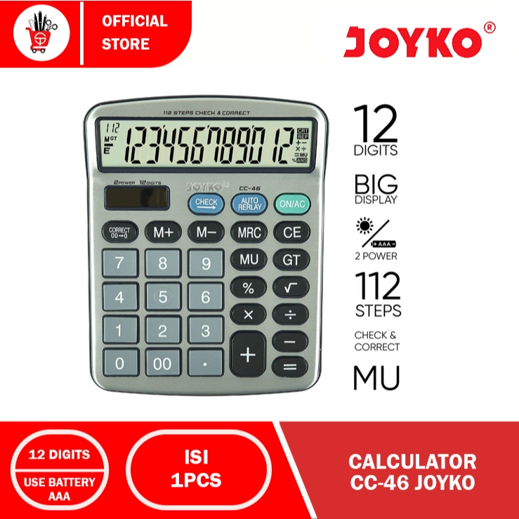 

Calculator | Kalkulator Joyko CC-46 12 Digits Check Correct (1PCS)