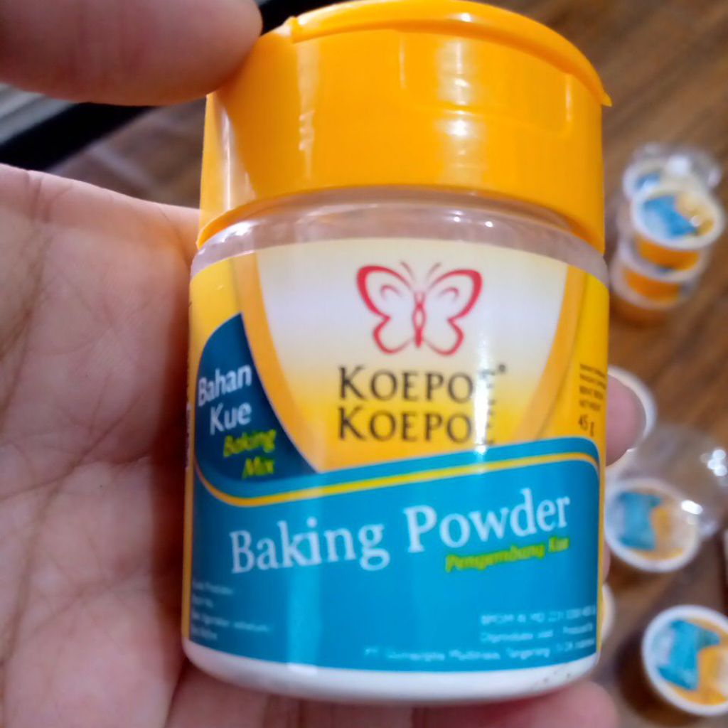 

koepoe koepoe baking powder pengembang kue bahan tambahan campuran makanan kemasan 45 gram