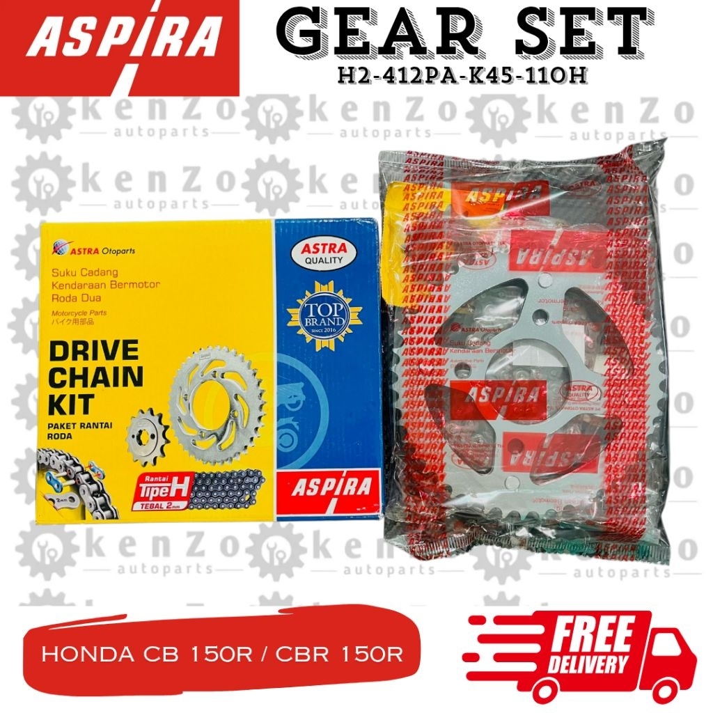 Gir & Rantai Original Aspira Honda CB 150 R CBR 150R (Gear Set K45)
