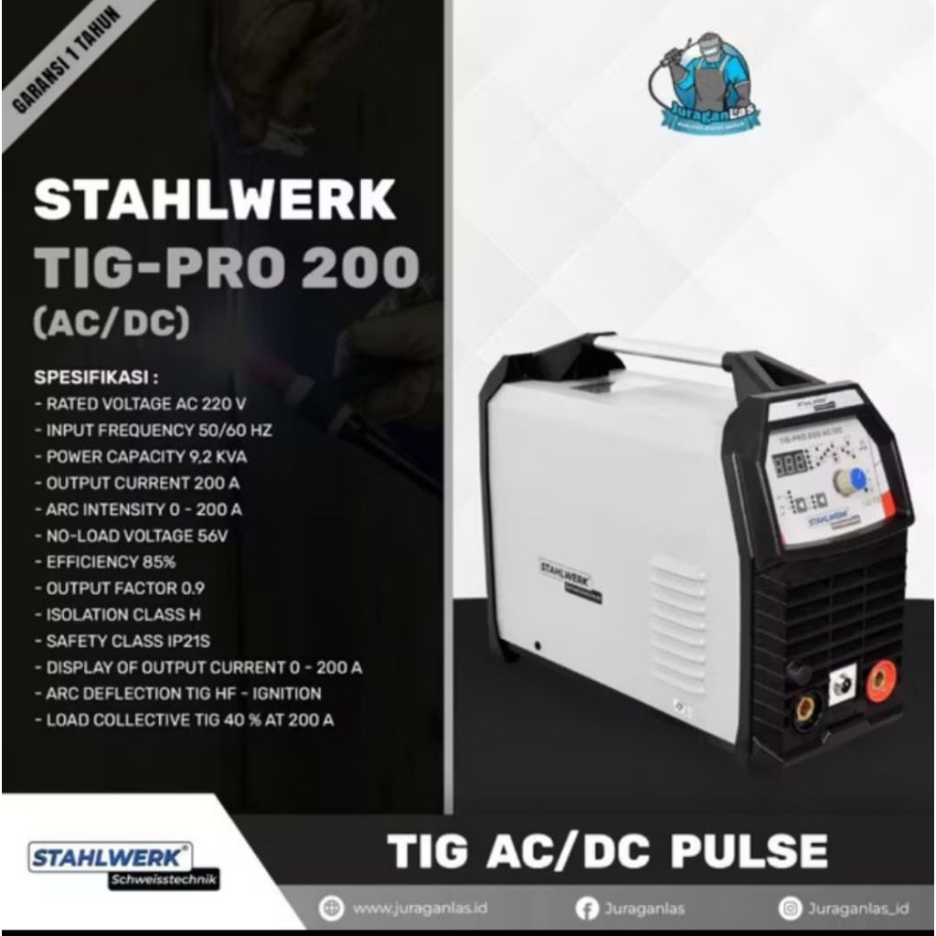 Mesin las AC / DC TIG / Argon Pulse merk Stahlwerk TigPro-200