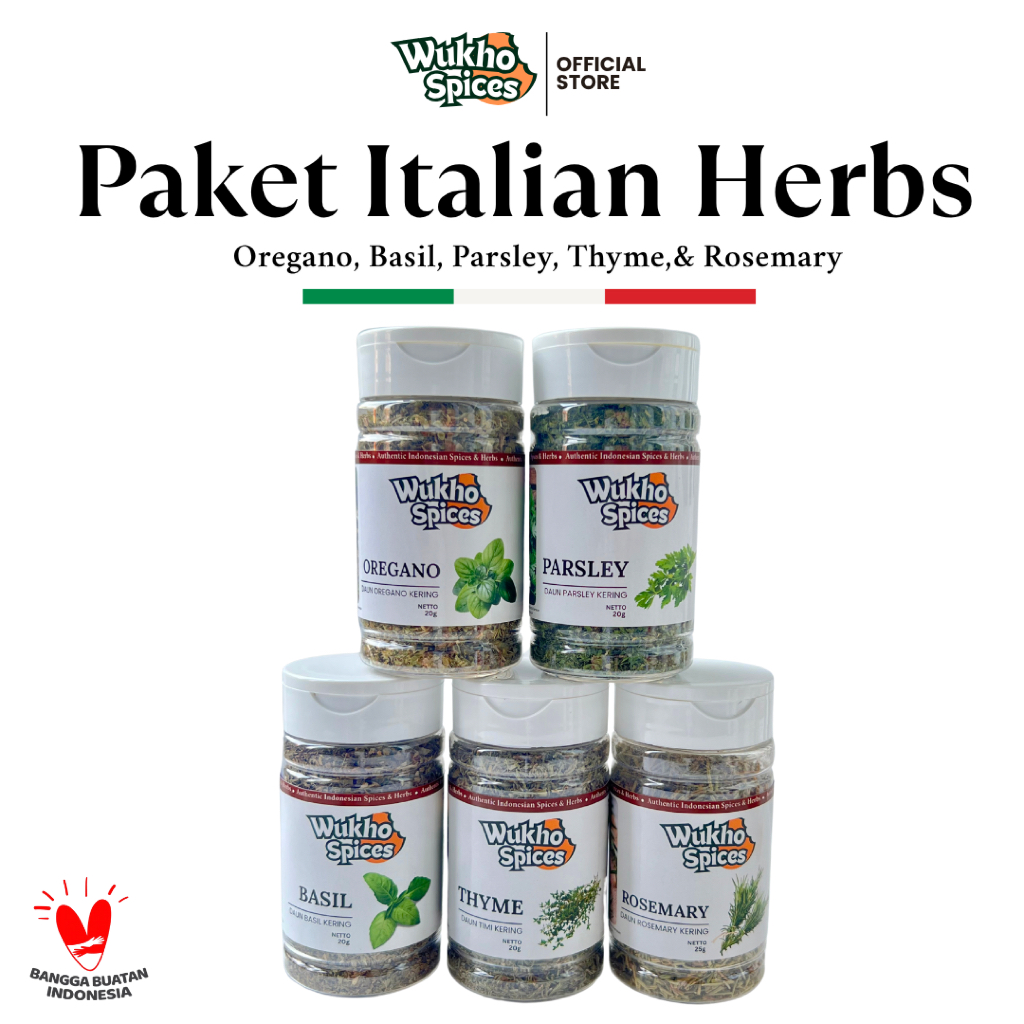 

Wukho Spices - [5pcs Paket Italian Herbs] Oregano/Basil/Parsley/Thyme/Rosemary
