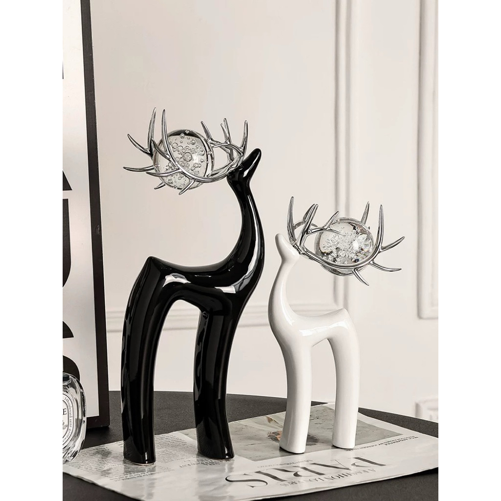 Set Ornamen Deer Ligh Luxury / Pajangan Ruang Tamu / Pajangan Tv kabinet / Dekorasi Premium Ruangan