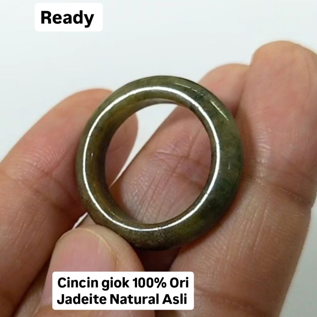 Cincin Giok Ekonomis 17,1mm 100% Ori Burma Jadeite Natural Asli MM03