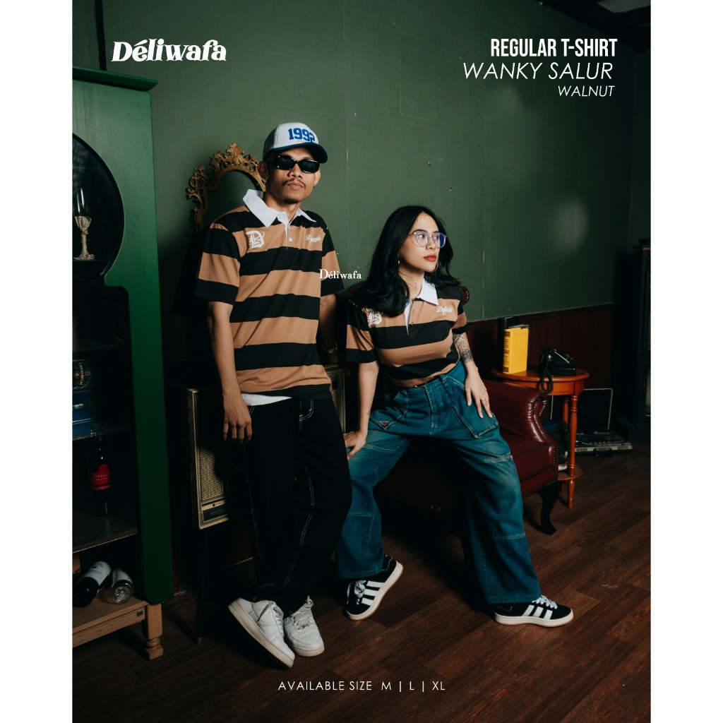 Original Deliwafa - T-Shirt Wanky Salur  | Polo Shirt | Kaos Pria Wanita