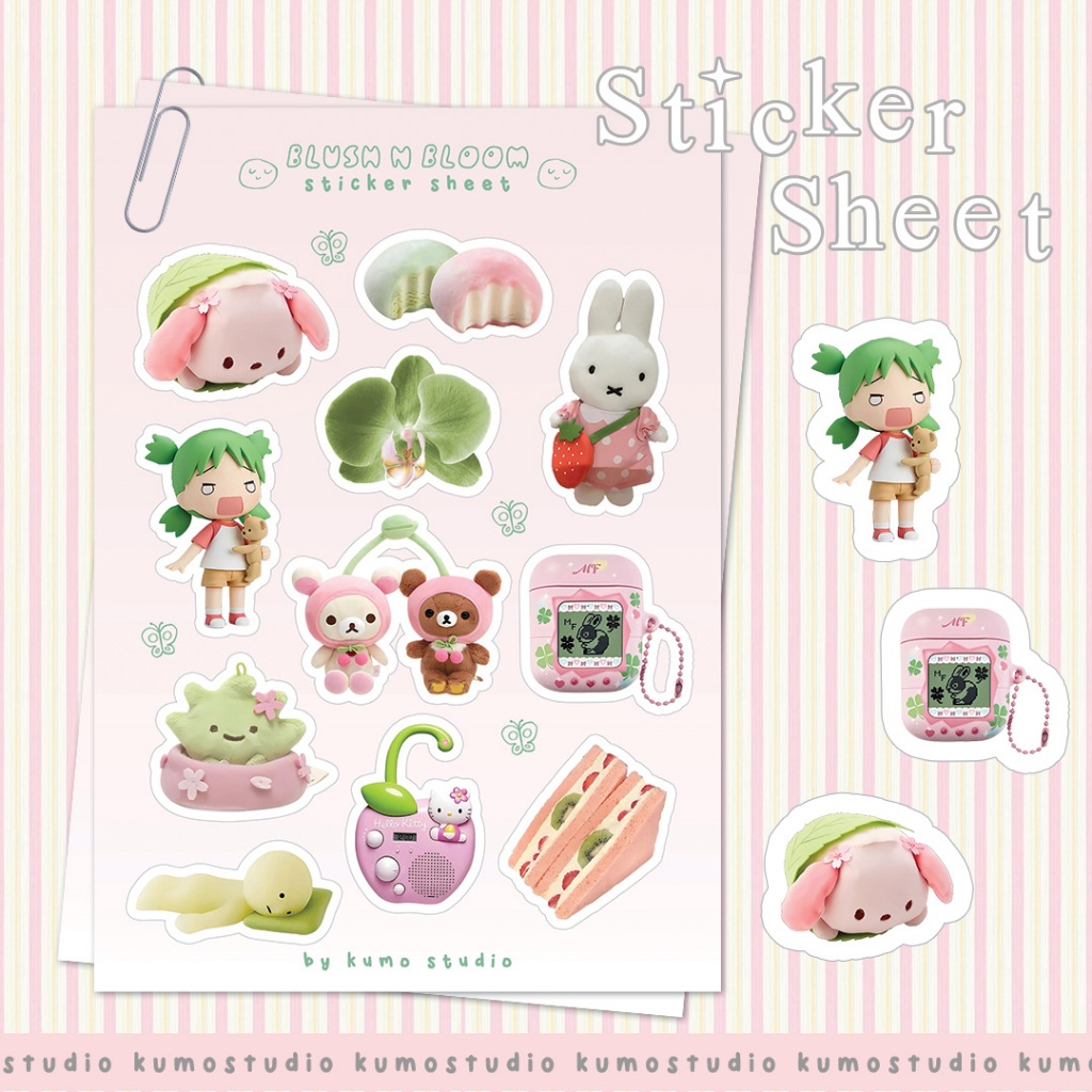 

Sticker Sheet A6 Cute Pink Green | Aesthetic Deco Sticker | Stiker Laptop , Scrapbook , Dekorasi