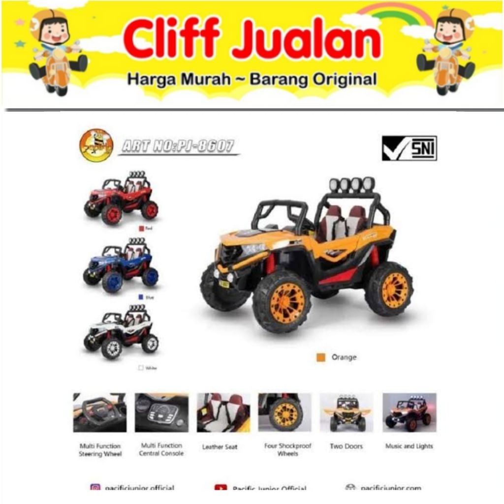CLIFF JUALAN MAINAN MOBIL ANAK AKI PACIFIC JEEP PJ 8607