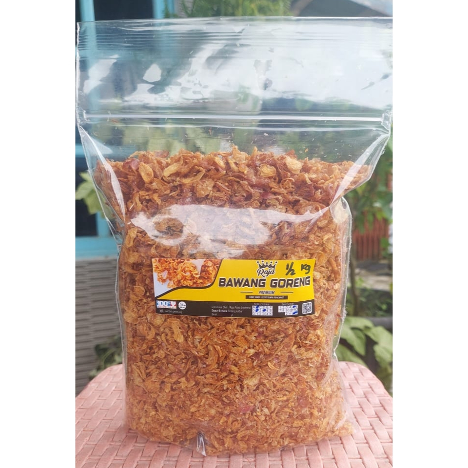 

Raja Bawang Goreng Premium 250gr Kemasan Plastik Standing Pouch Bawang Goreng Renyah