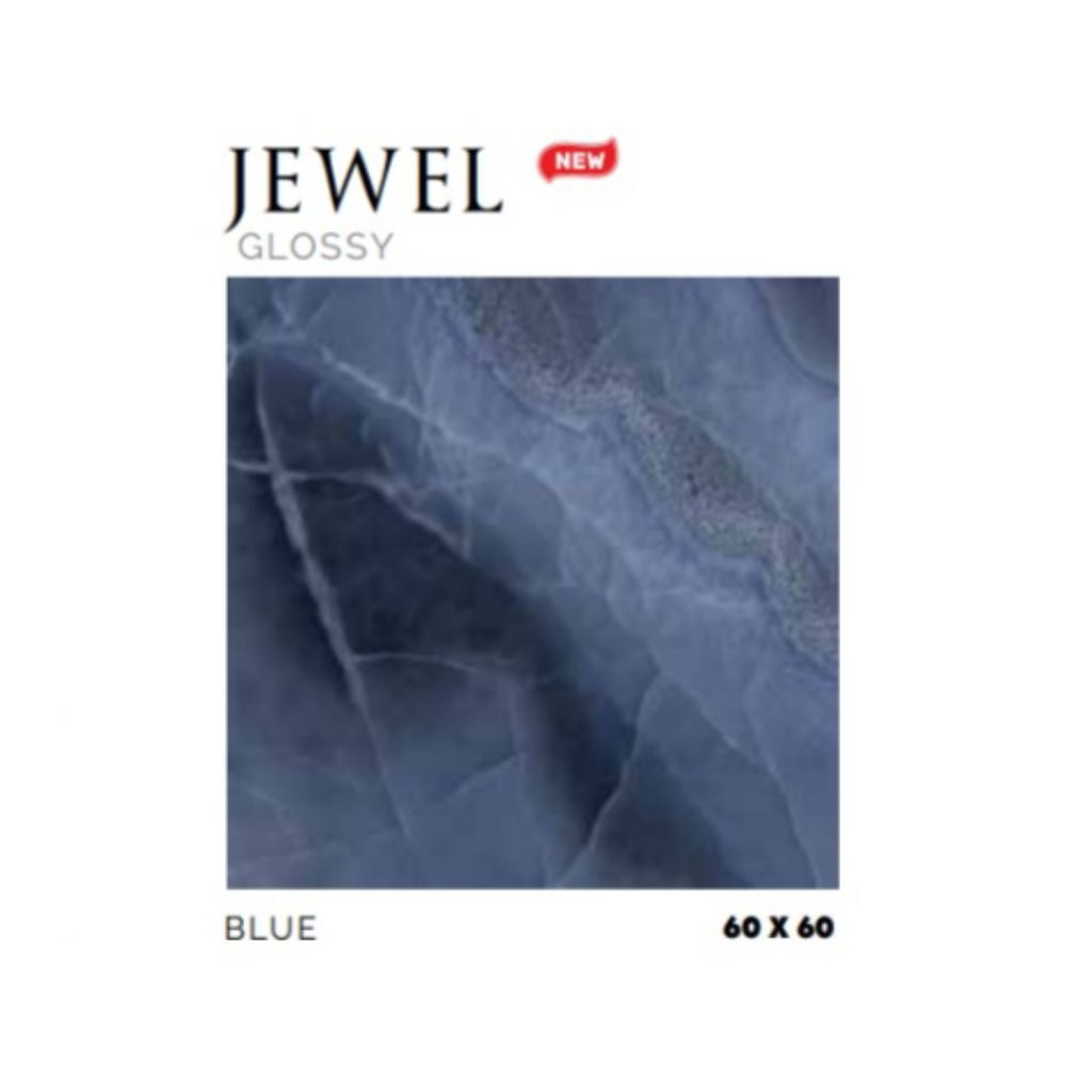 KERAMIK MERK PLATINUM TIPE JEWEL BLUE UKURAN 60X60 WARNA BIRU PERMUKAAN TEKSTURE GLOSSY UNTUK LANTAI