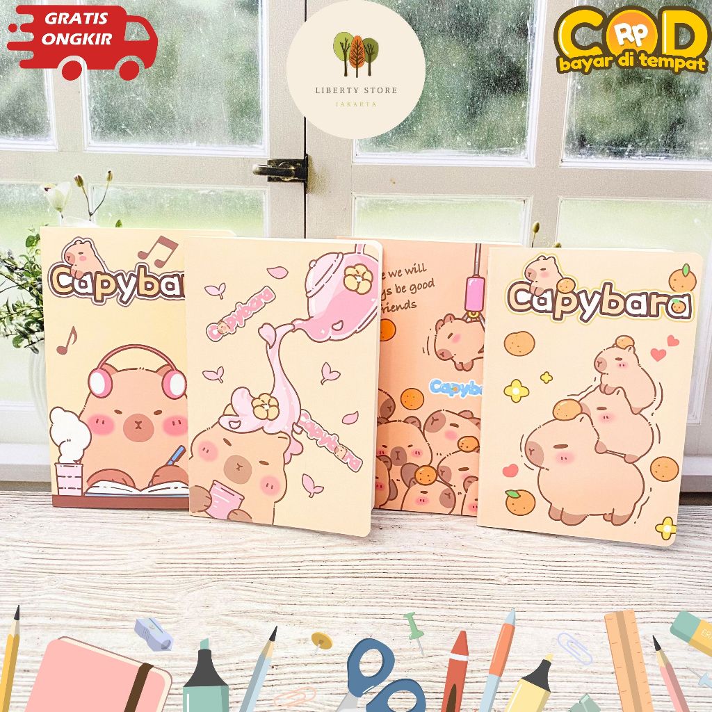 

Buku Tulis Bergaris A5 Capybara Beruang Cokelat - Alat Tulis Peralatan Sekolah Sationery Imut Lucu
