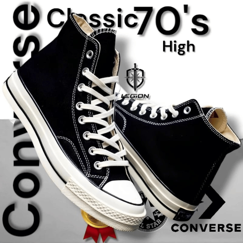 100% BNIB Sepatu Pria Casual Sneakers Converse 70'S High Original Black White hitam Putih Tinggi