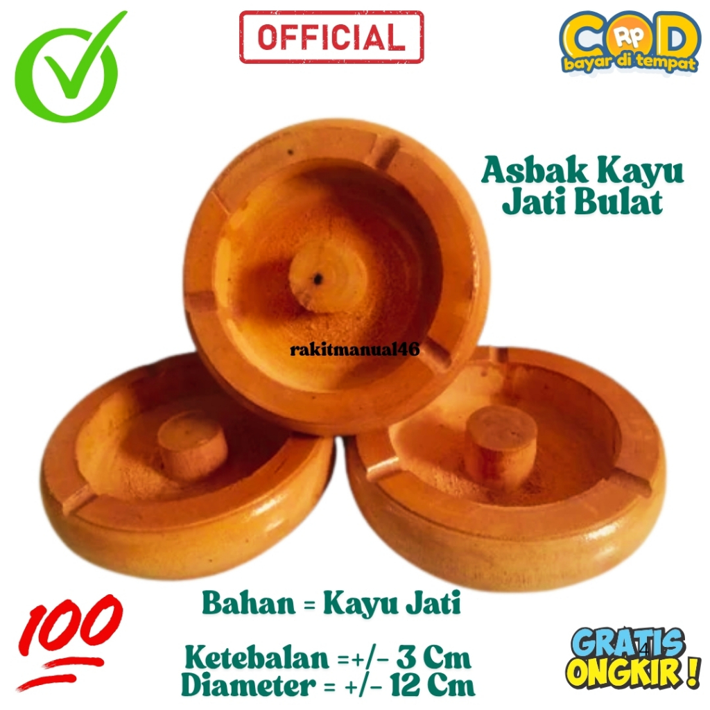 Asbak Kayu Jati Murah / Asbak Kayu Pernis / Tempat Abu Rokok / Asbak Kayu Pernis Murah