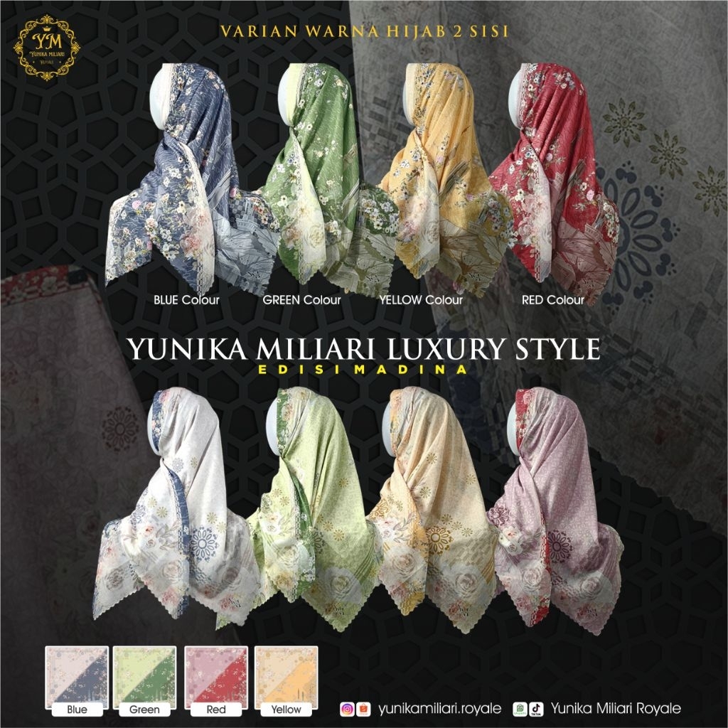 Hijab Voal Segi Empat 110x110cm Series Voal REENA Yunika Miliari Luxury Style - Edisi MADINA