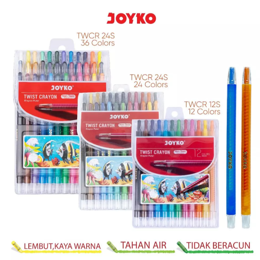 

JOYKO - Crayon Krayon Putar Twist TWCR Warna Cerah Non-Toxic