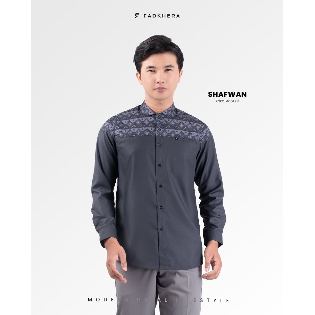 Fadkhera SHAFWAN DARK GREY Koko Modern Kemeja Pria Dark Grey