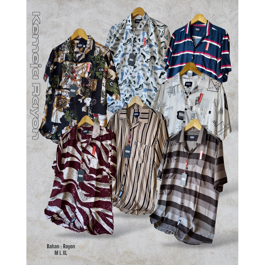 LAPAKDISTRO- Kemeja Motif Rayon | kemeja abstrak pendek