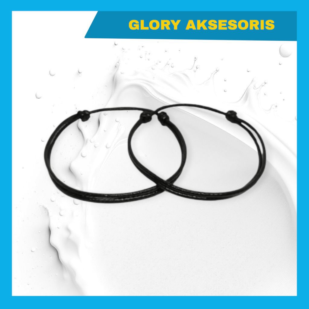 Gelang Tali Pria Wanita Hitam Cokelat Warna Simple Elegant Keren gelang simple - Simple Bracelet- Ge
