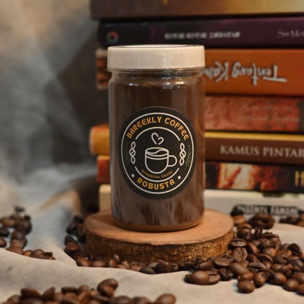 

Kopi Hitam Robusta komersial grade Kemasan Toples 200 gram